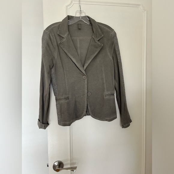 French Terry blazer with silver thread detailing. - Picture 1 of 4